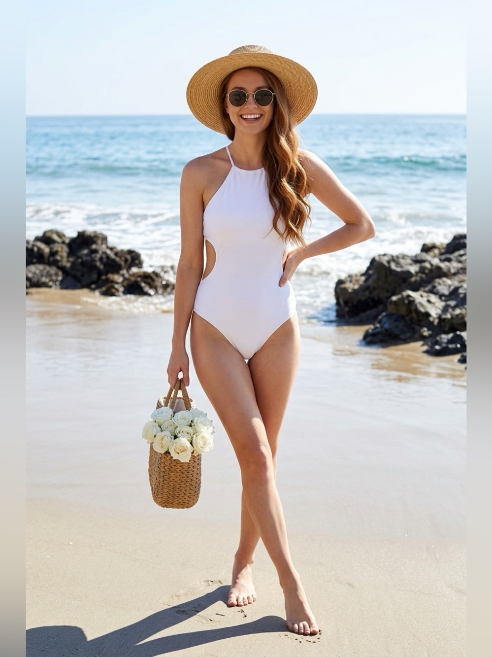 Victoria's Secret White Halter Cutout One-Piece Swimsuit